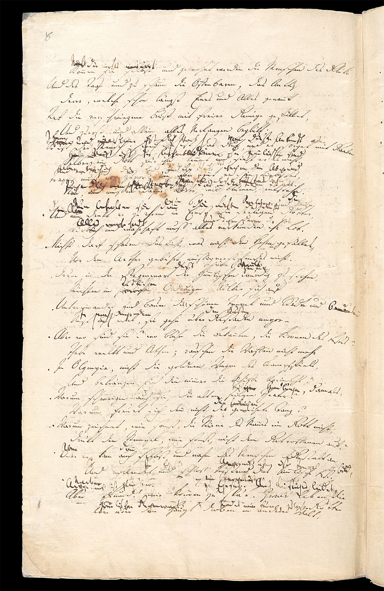 Friedrich Hölderlin, Homburger Folioheft, Seite 8, Brod und Wein, Handschrift