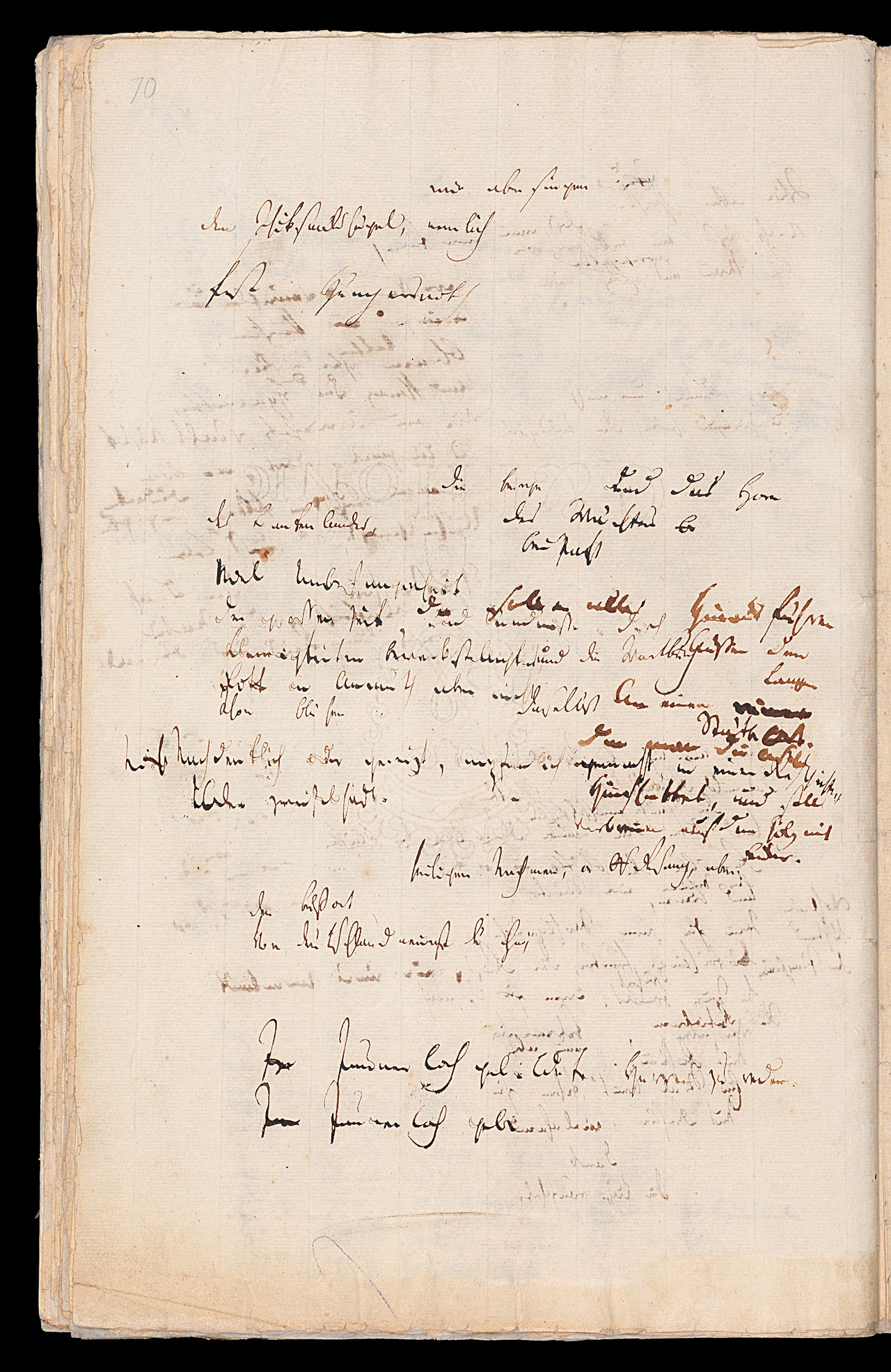 Friedrich Hölderlin, Homburger Folioheft, Seite 70, wir aber singen…, Handschrift